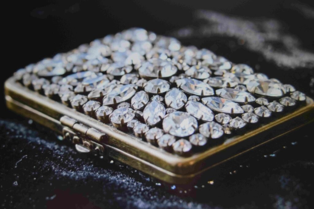 Small bedazzled lighter case covered in mixed size crystals