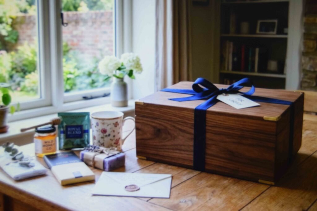 A fast senior year memory box diy setup using a ready finished box and one ribbon