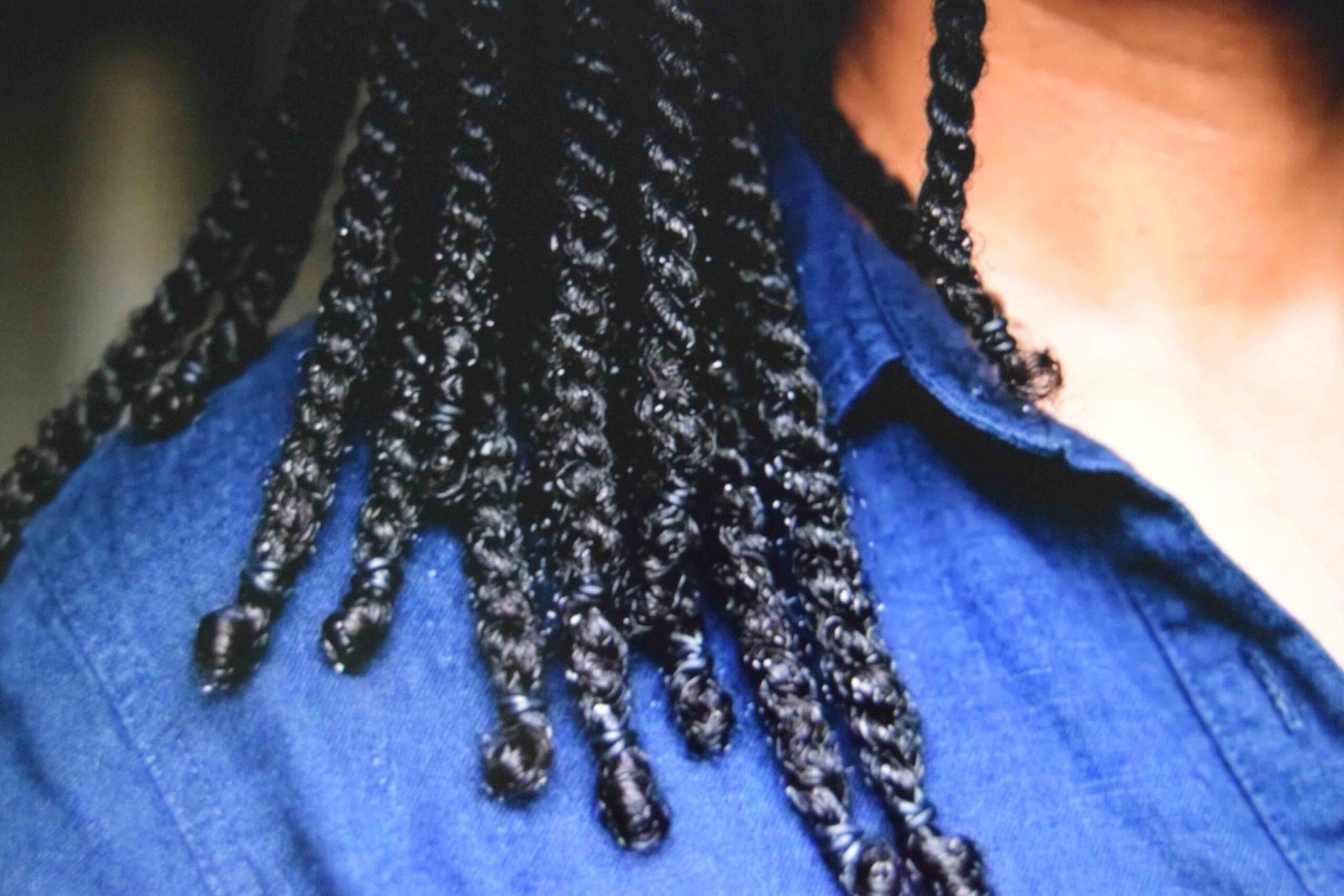 Two strand twists finished with tiny bands at each tip