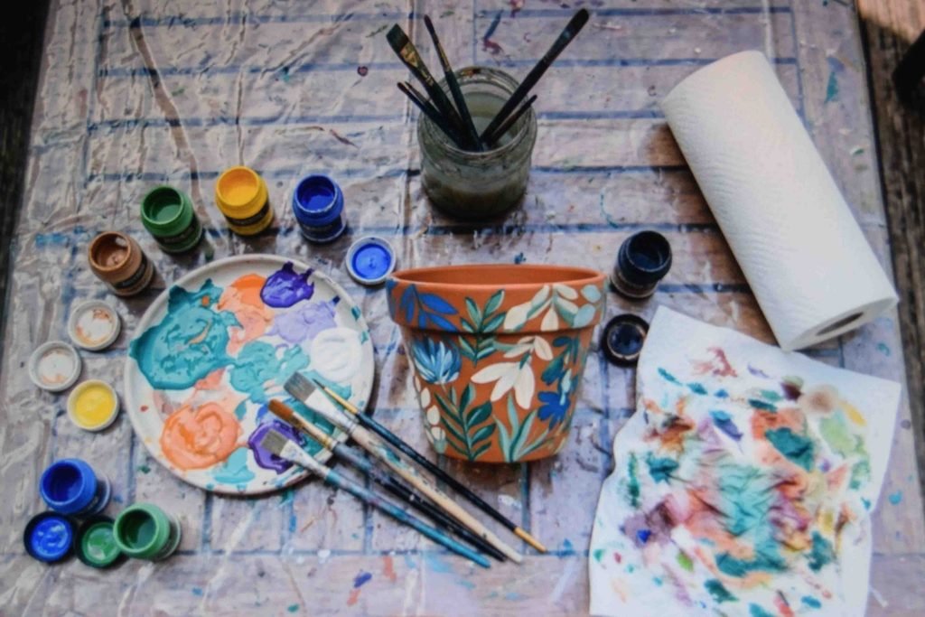 A plastic covered table set aside for messy projects and hands on learning