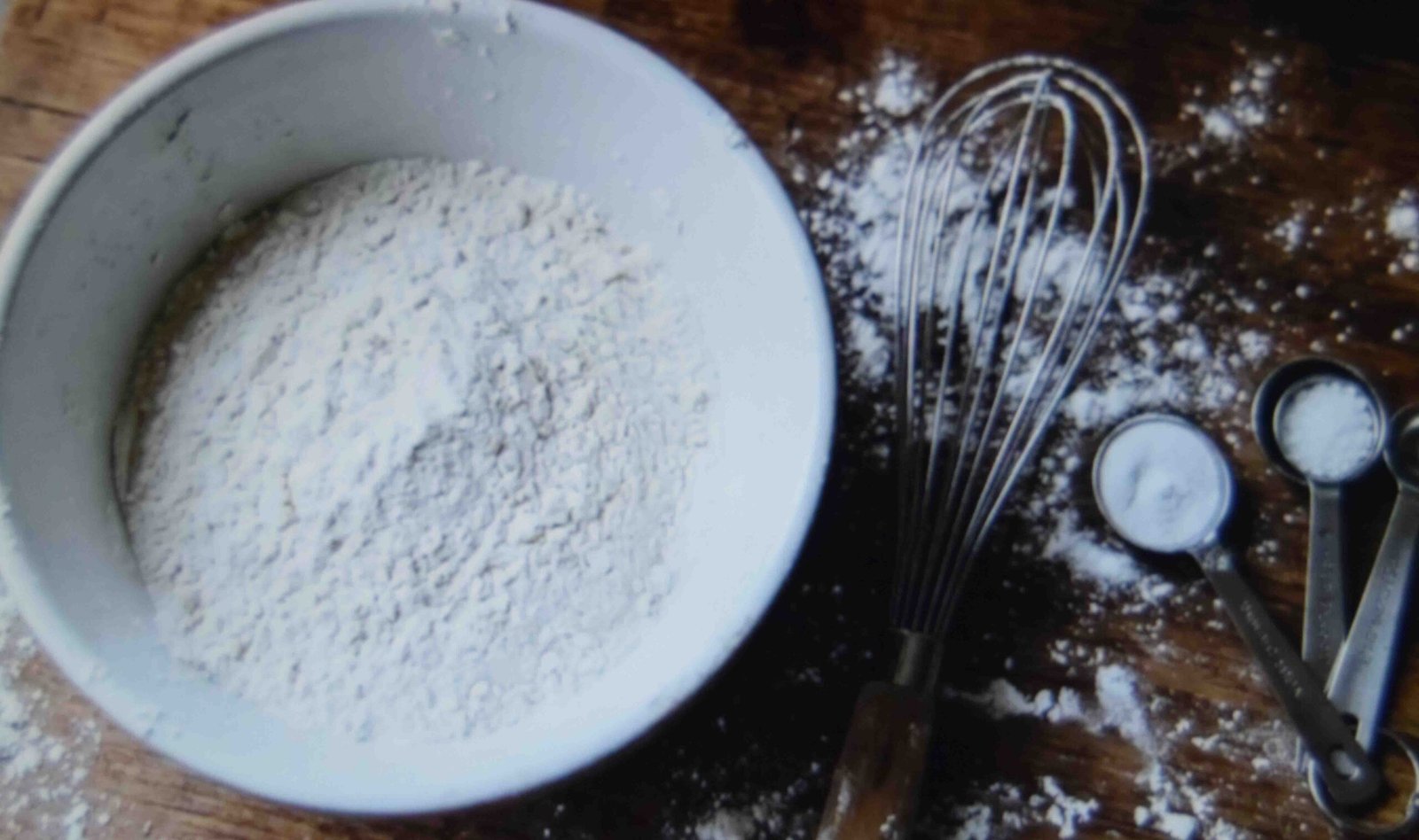 Dry ingredients measured for pumpkin bread with self rising flour or plain flour