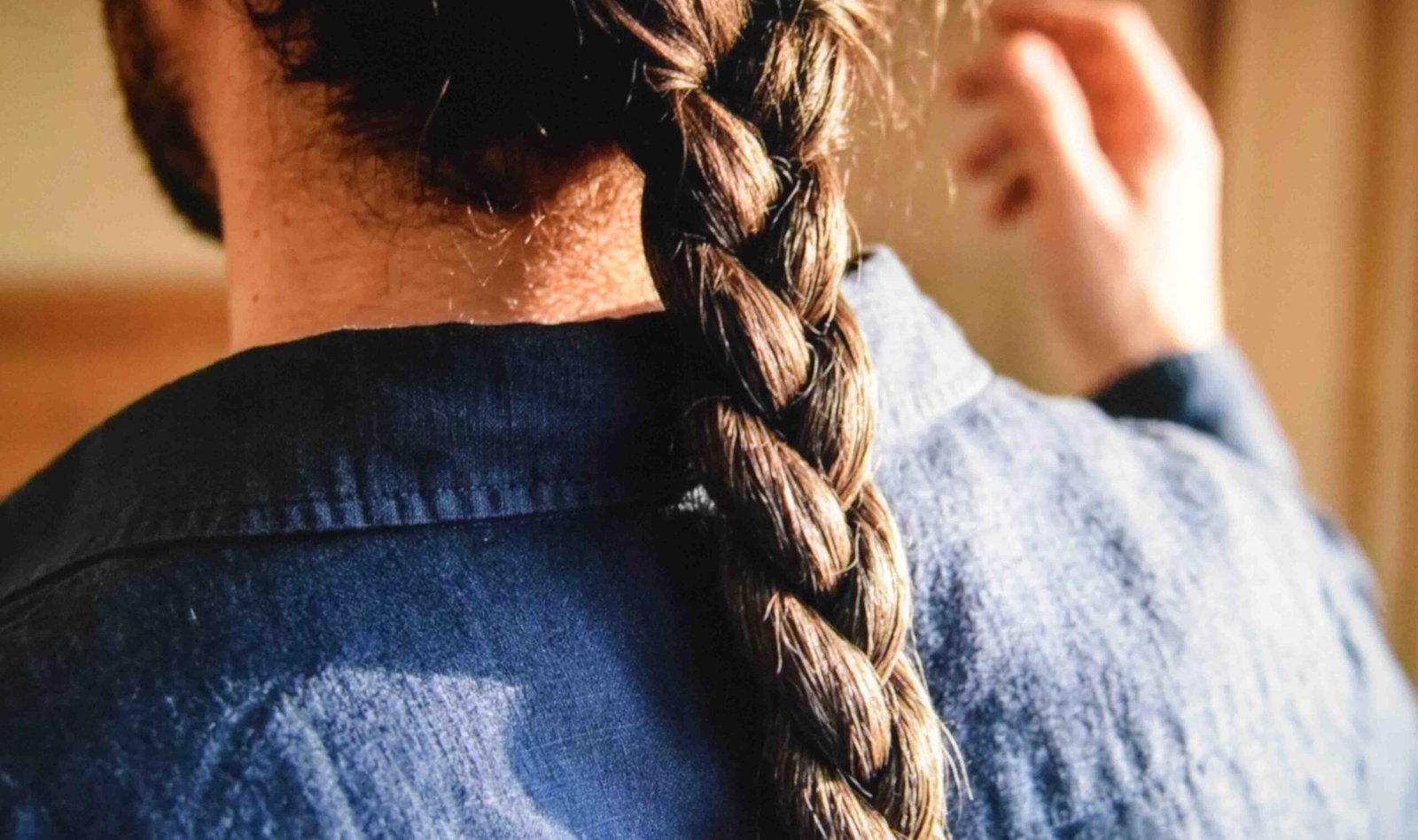 Two sections wound into a rope braid that holds well on unwashed hair