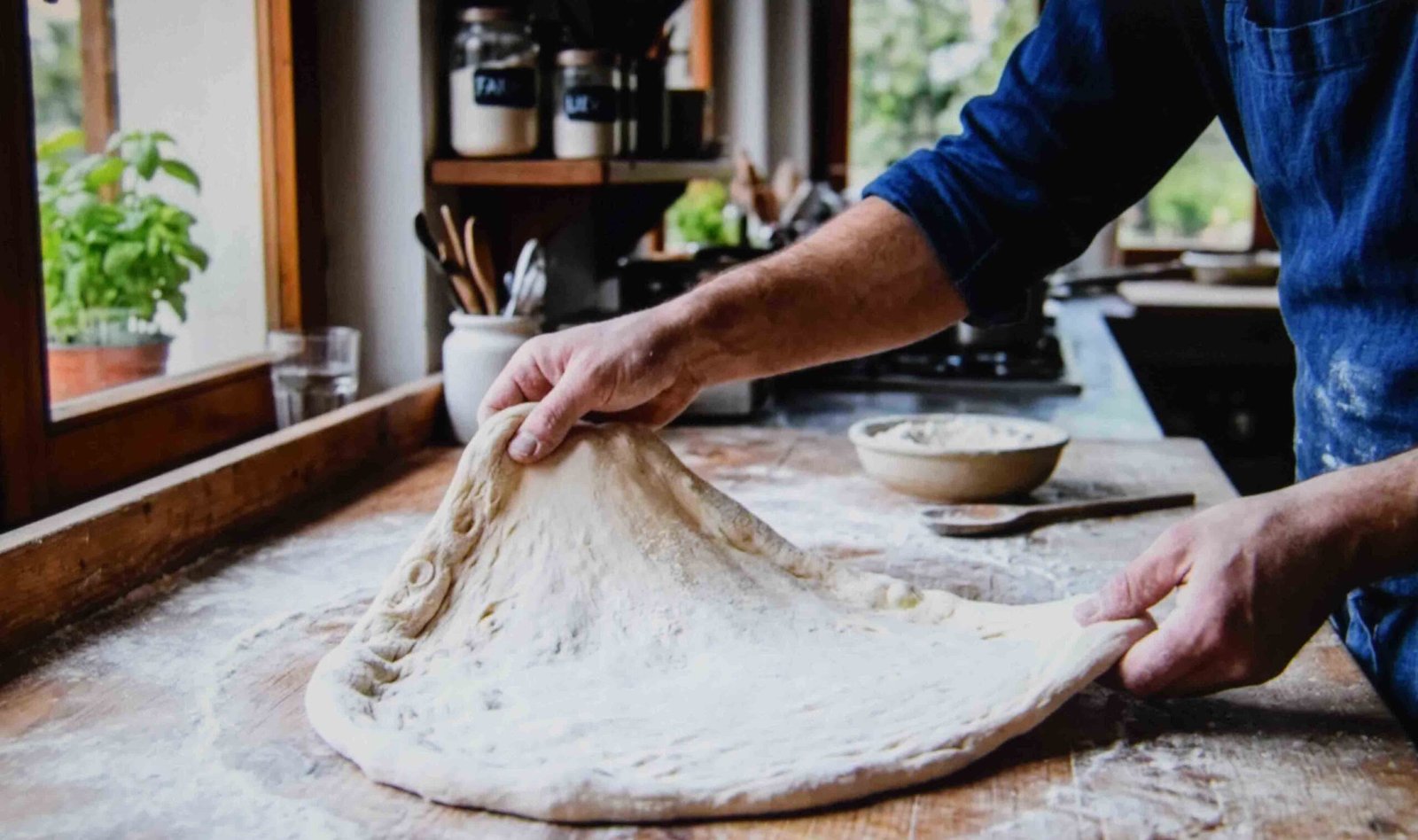 Discard pizza dough stretched by hand after a single hour of resting