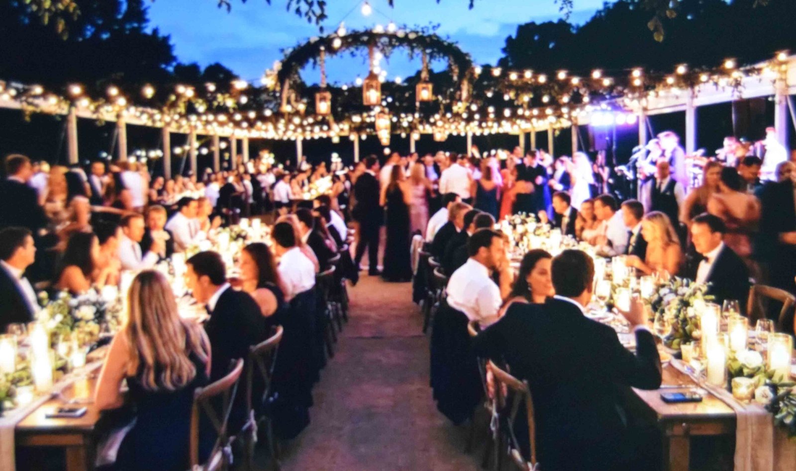 A long evening reception showing what wedding outfit ideas for ladies must handle