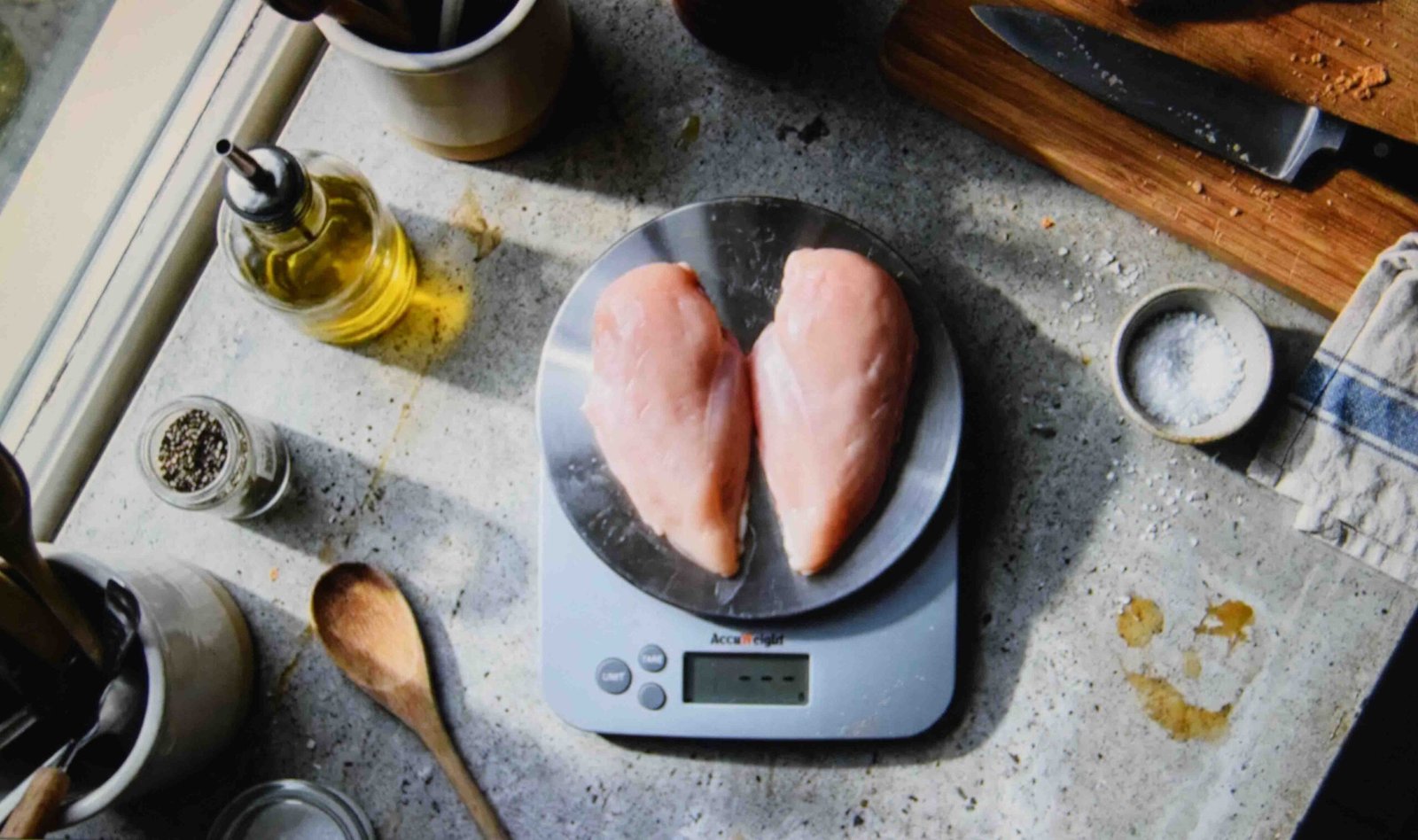 Weighing chicken breasts to match the right air fryer cooking time